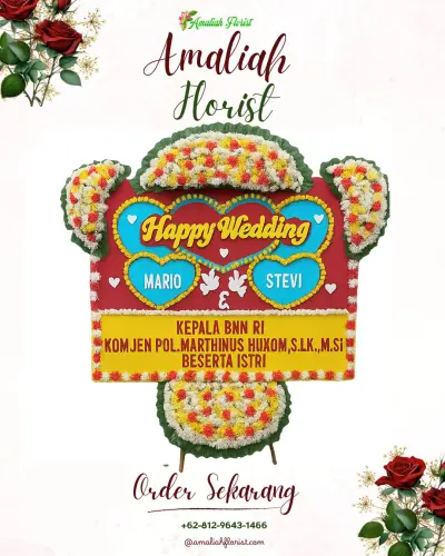 Karangan Papan Bunga Pernikahan di Mendala
